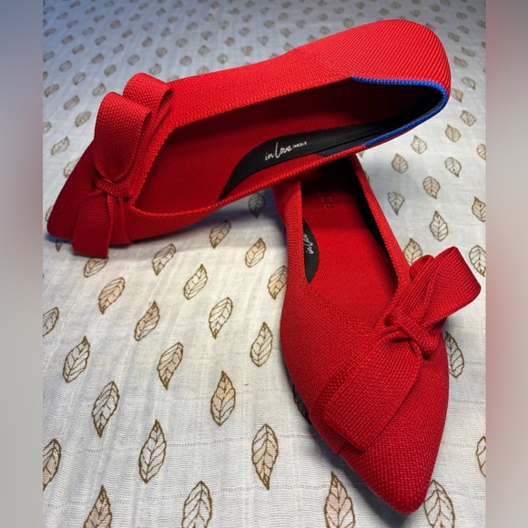 Rothy's Shoes - Rothy's Red Flats with Bow Accent